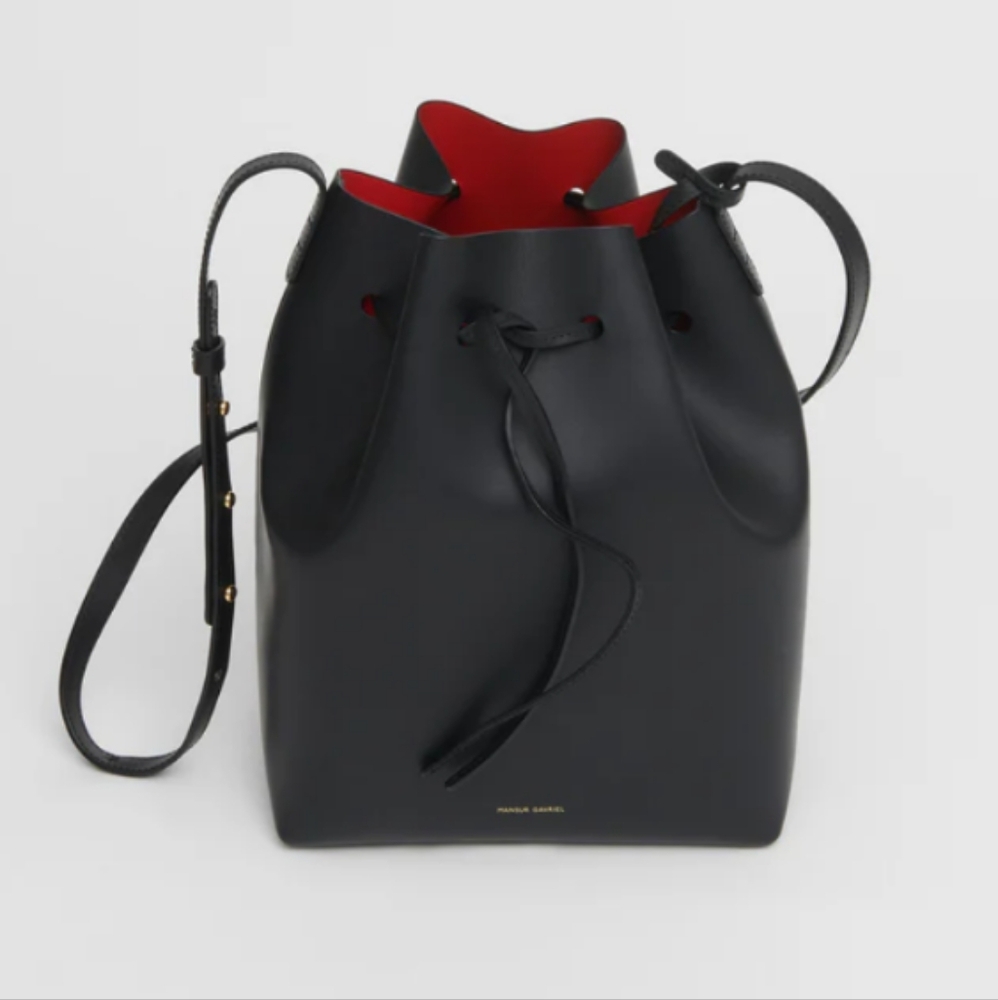 Like New Mansur Gavriel Bucket Bag Black/Red